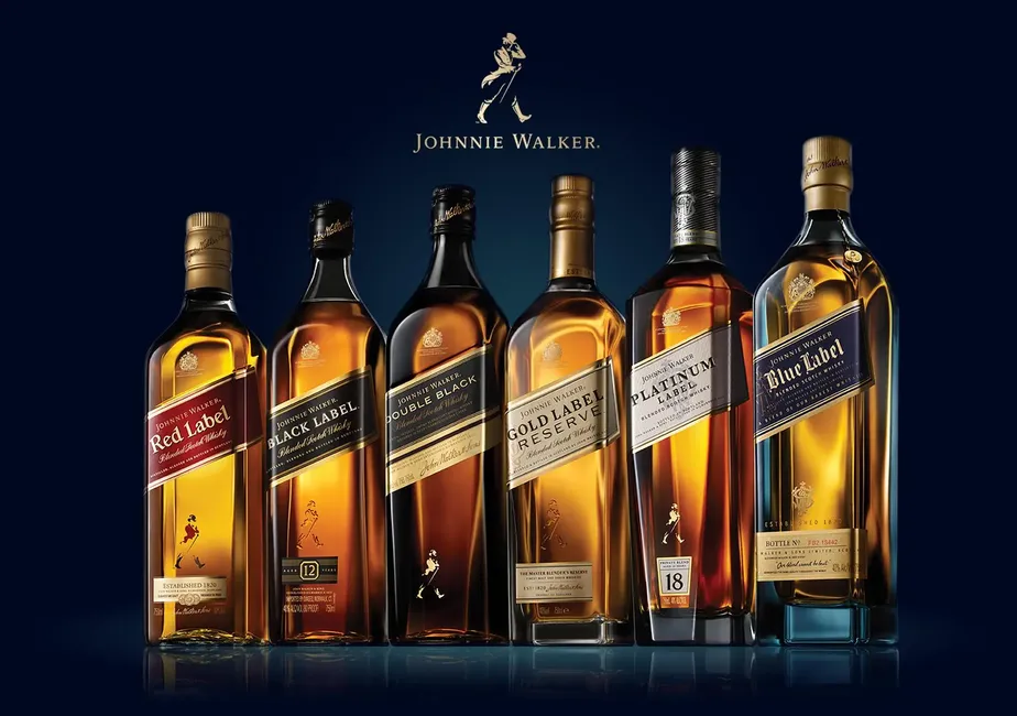 Gama de rótulos de whiskies Johnnie Walker