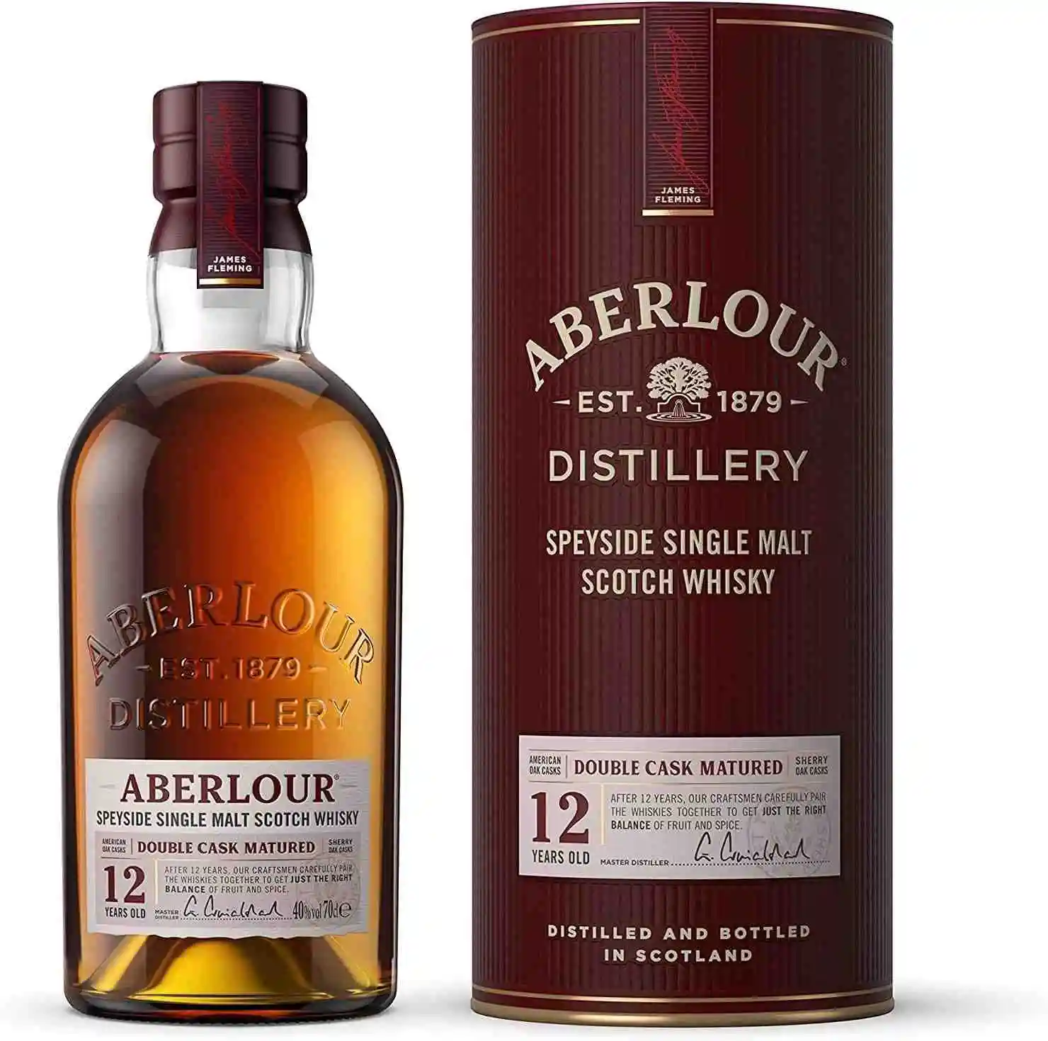 Imagem da garrafa e embalagem do whisky Aberlour 12 Anos Double Cask Matured.