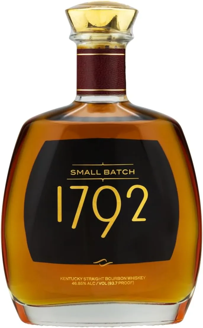 Garrafa de whisky Bourbon 1792 Small Batch com design elegante e distintivo, destacando a tradição do Kentucky.