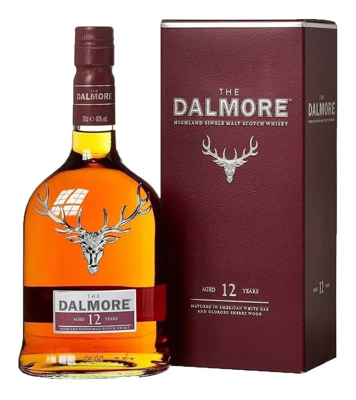 Garrafa de whisky The Dalmore 12 anos com caixa.