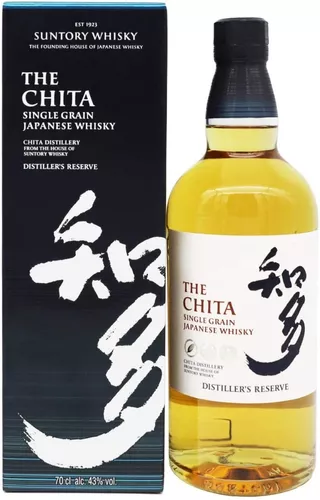 Imagem da garrafa de The Chita Single Grain Japanese Whisky com embalagem.