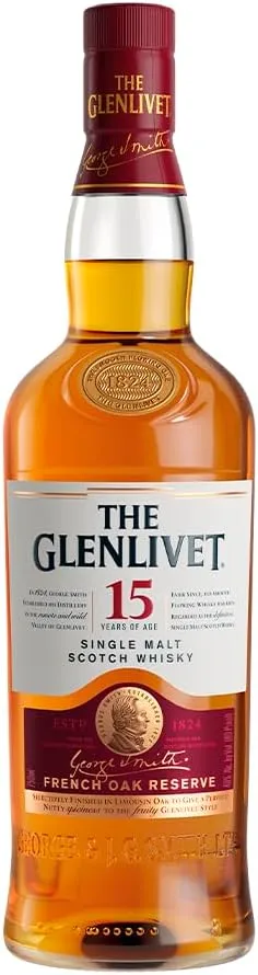 Garrafa de Whisky The Glenlivet 15 Anos French Oak Reserve.