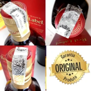 Selo do IPI no gargalo do Johnnie Walker Blue Label para verificar se o produto é original