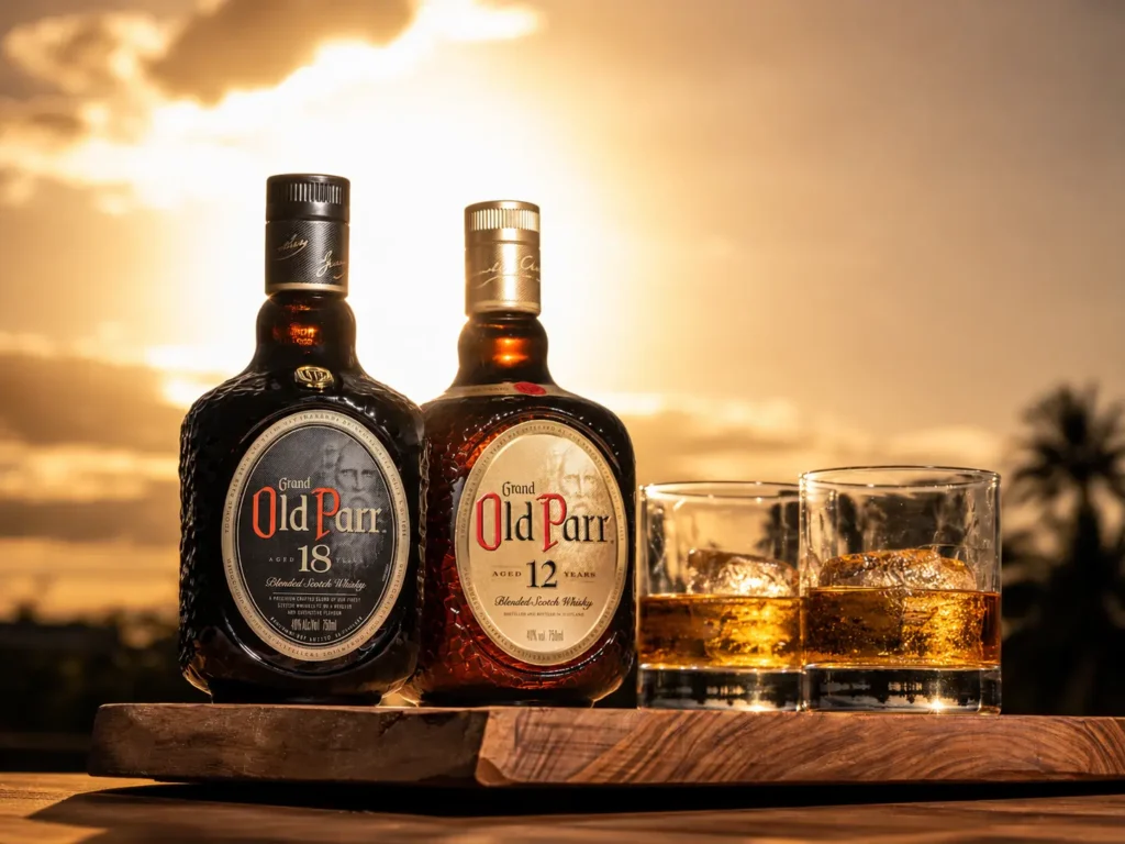 Garrafas de whisky Old Parr 12 anos, 1 litro e 18 anos